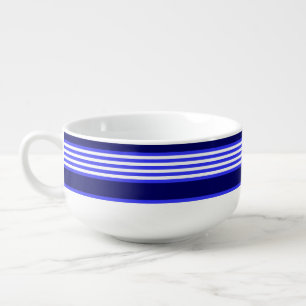 Blue and white five stripes pattern soup mug