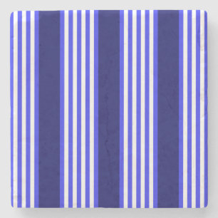 Blue and white five stripes pattern stone coaster