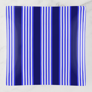 Blue and white five stripes pattern trinket tray