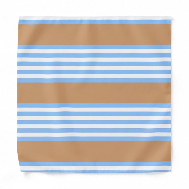 Blue and white five stripes pattern with tan bandana (Front)