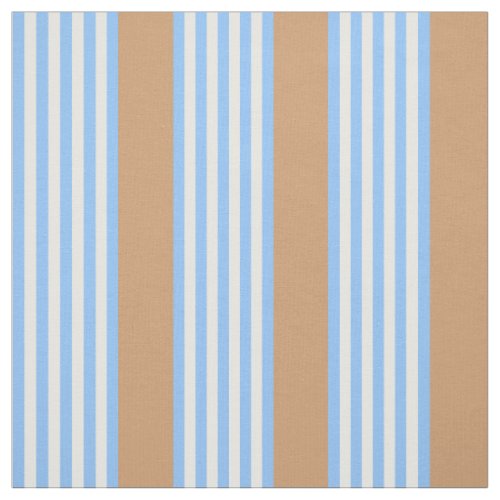 Blue and white five stripes pattern with tan fabric