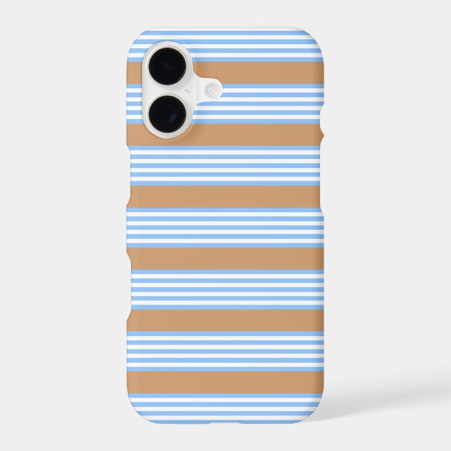 Blue and white five stripes pattern with tan iPhone case (Back)