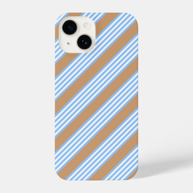 Blue and white five stripes pattern with tan iPhone case (Back)