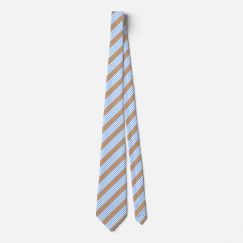 Blue and white five stripes pattern with tan neck tie