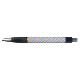 Blue and white five stripes pattern with tan pen