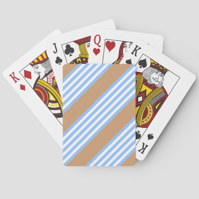Blue and white five stripes pattern with tan poker cards (Back)