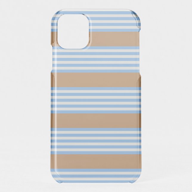 Blue and white five stripes pattern with tan uncommon iPhone case (Back)