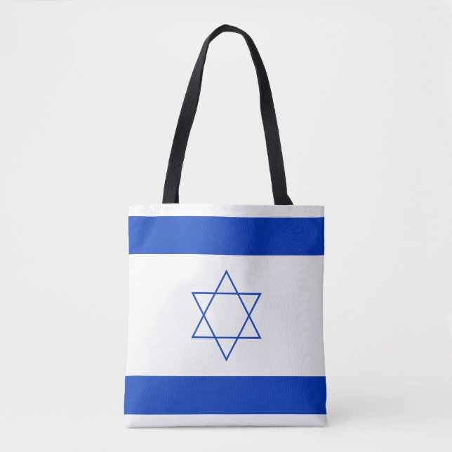 Blue and White Flag of Israel Tote Bag (Front)