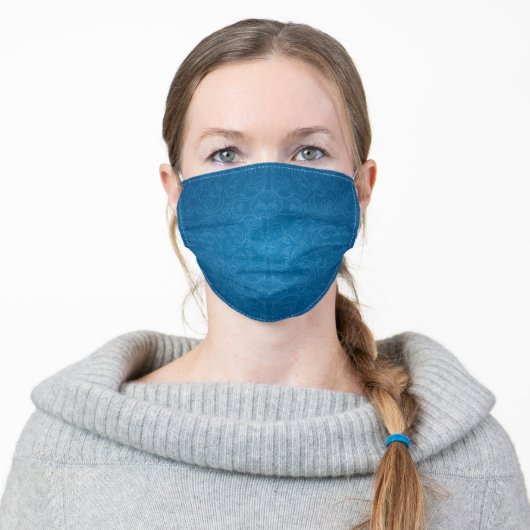 Blue and White Floral Adult Cloth Face Mask (Worn)