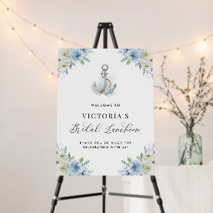 Blue and White Floral Anchor Bridal Luncheon Foam Board