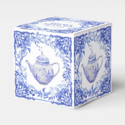 Blue and White Floral Bridal Shower  Favor Box