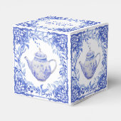 Blue and White Floral Bridal Shower  Favor Box (Back Side)