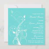 Blue and White Floral Bridal Shower Invitation (Back)
