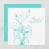 Blue and White Floral Bridal Shower Invitation (Front/Back)