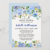 Blue and White Floral Bridal Shower Invitations (Front/Back)