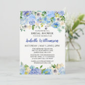Blue and White Floral Bridal Shower Invitations (Standing Front)