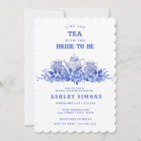 Blue and White Floral Bridal Shower | Tea Party Invitation