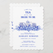 Blue and White Floral Bridal Shower | Tea Party Invitation (Front/Back)