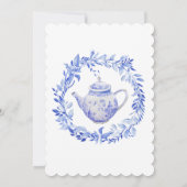Blue and White Floral Bridal Shower | Tea Party Invitation (Back)