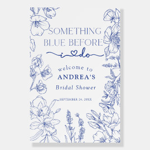Blue and White Floral Bridal Shower Welcome Poster