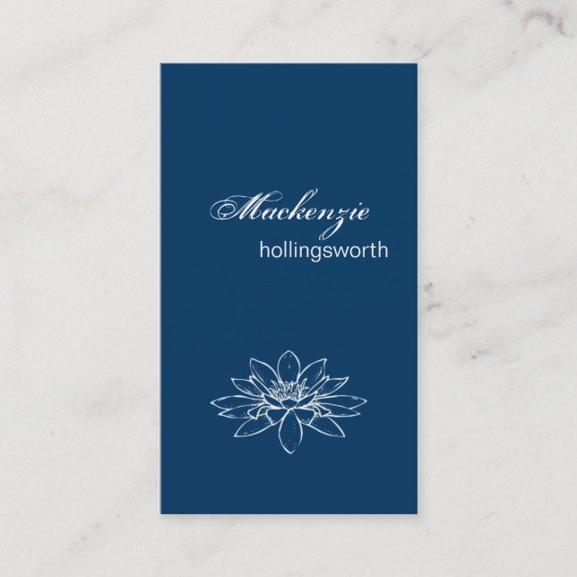 Blue and White Floral Business Card (Front)
