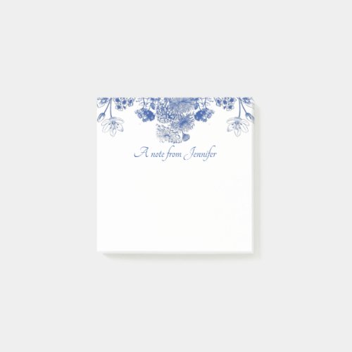 Blue and White Floral China Pattern Post_it Notes