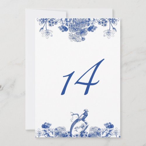 Blue and White Floral China Pattern Table Number