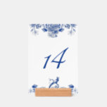 Blue and White Floral China Pattern Table Number Holder