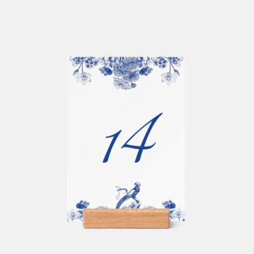 Blue and White Floral China Pattern Table Number Holder