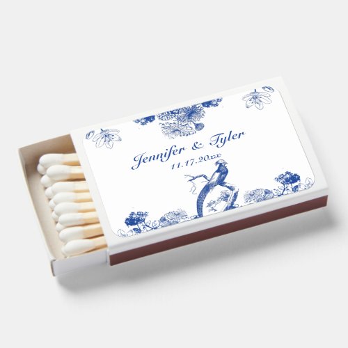 Blue and White Floral China Pattern with Bird Matchboxes