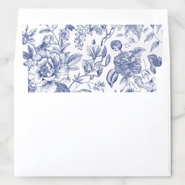 Blue and White Floral Chinoiserie Envelope Liner (In Envelope)