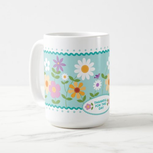 Blue and White Floral Coffee Mug