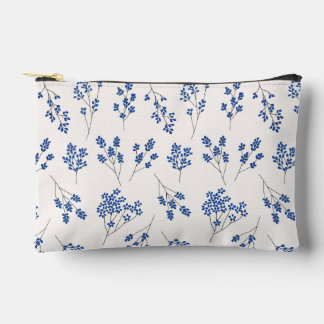 Blue and White Floral Cosmetic Bag