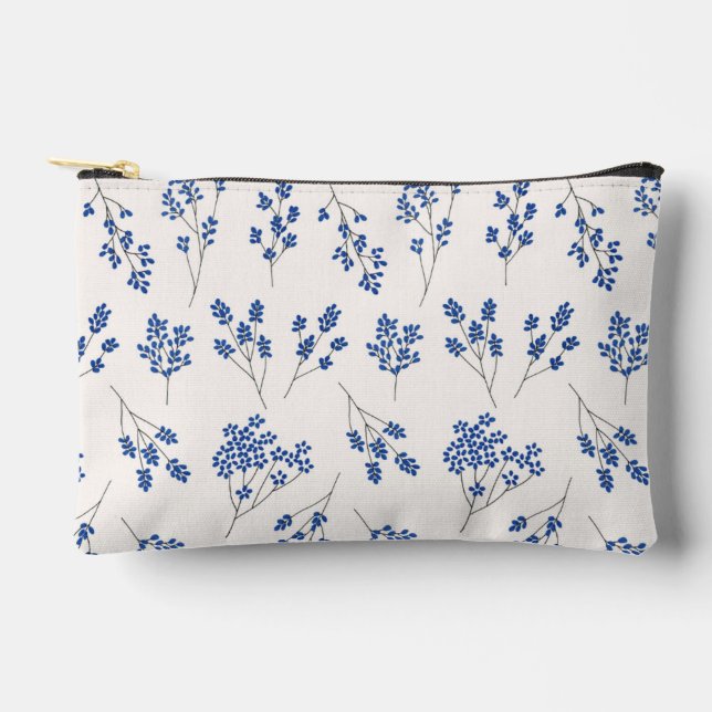 Blue and White Floral Cosmetic Bag (Front)