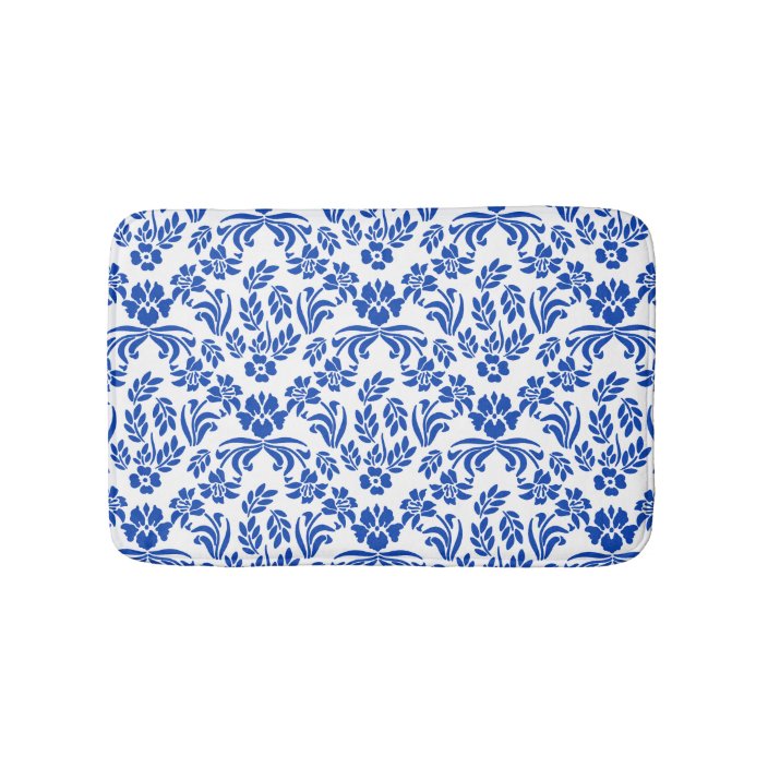 blue and white bath mat