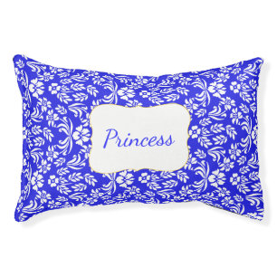 Blue and White Floral Damask Custom Pet Bed
