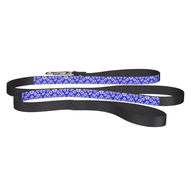 Blue and White Floral Damask Pet Leash (Full)