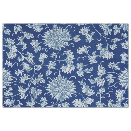 Blue and white floral decoupage paper