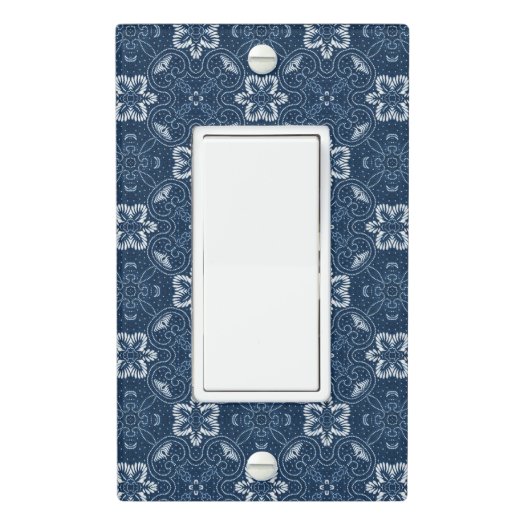Blue and White Floral Design Light Switch Cover