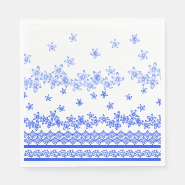 Blue and White floral design, Napkins (Front)