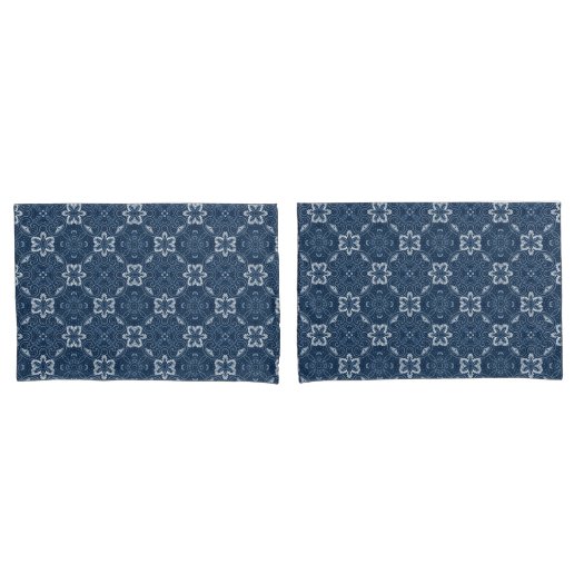 Blue and White Floral Design Pair of Pillowcases