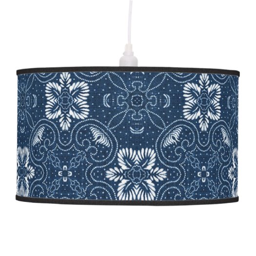 Blue and White Floral Design Pendant Lamp