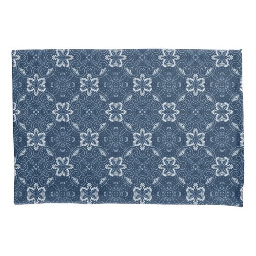 Blue and White Floral Design Pillowcase