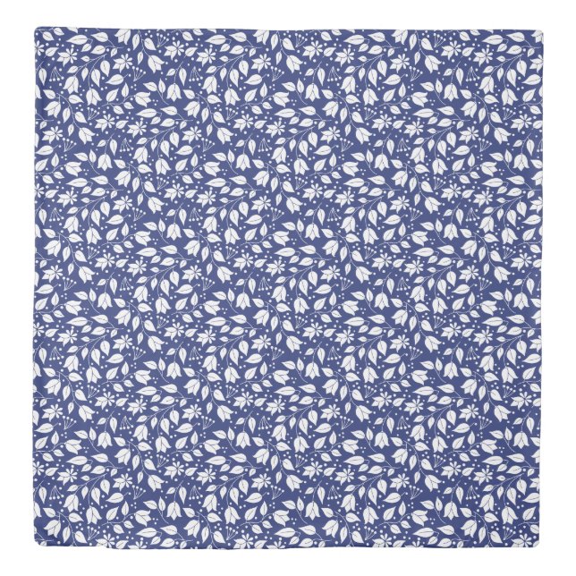 Blue and White Floral Duvet Cover (Front)