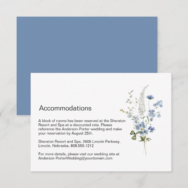 Blue and White Floral Enclosure Card (Front/Back)
