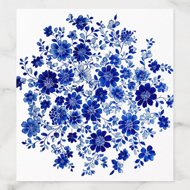 Blue and White Floral Envelope Liner (Design)