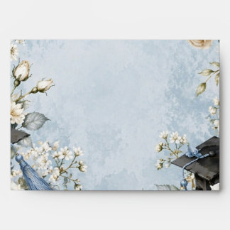 Blue and White Floral Graduation Envelope