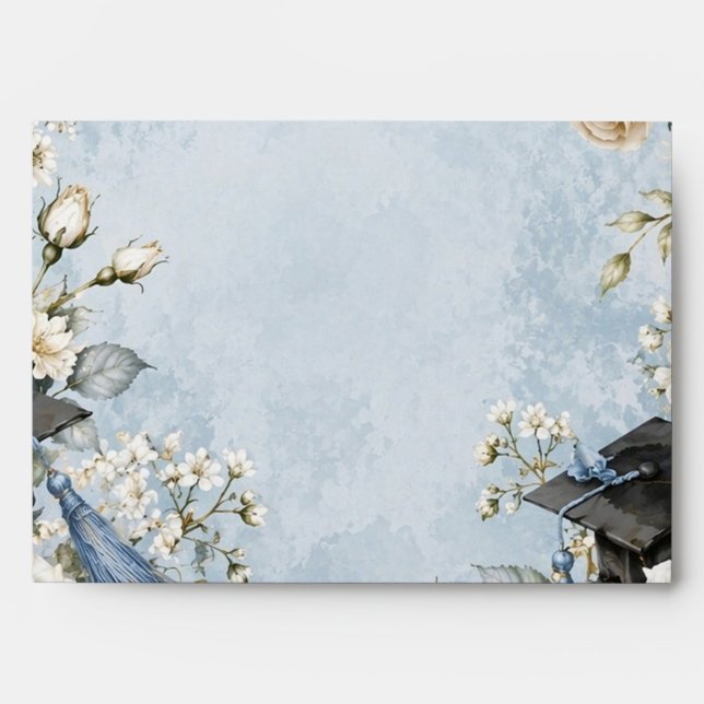 Blue and White Floral Graduation Envelope (Front)