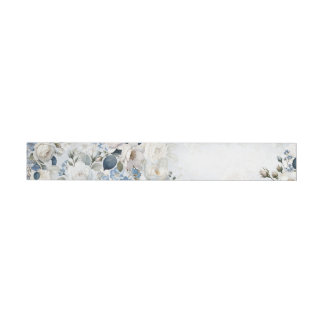 Blue and White Floral Graduation Invitation Belly  Wrap Around Label