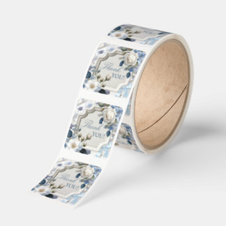 Blue and White Floral Graduation Thank You Sticker